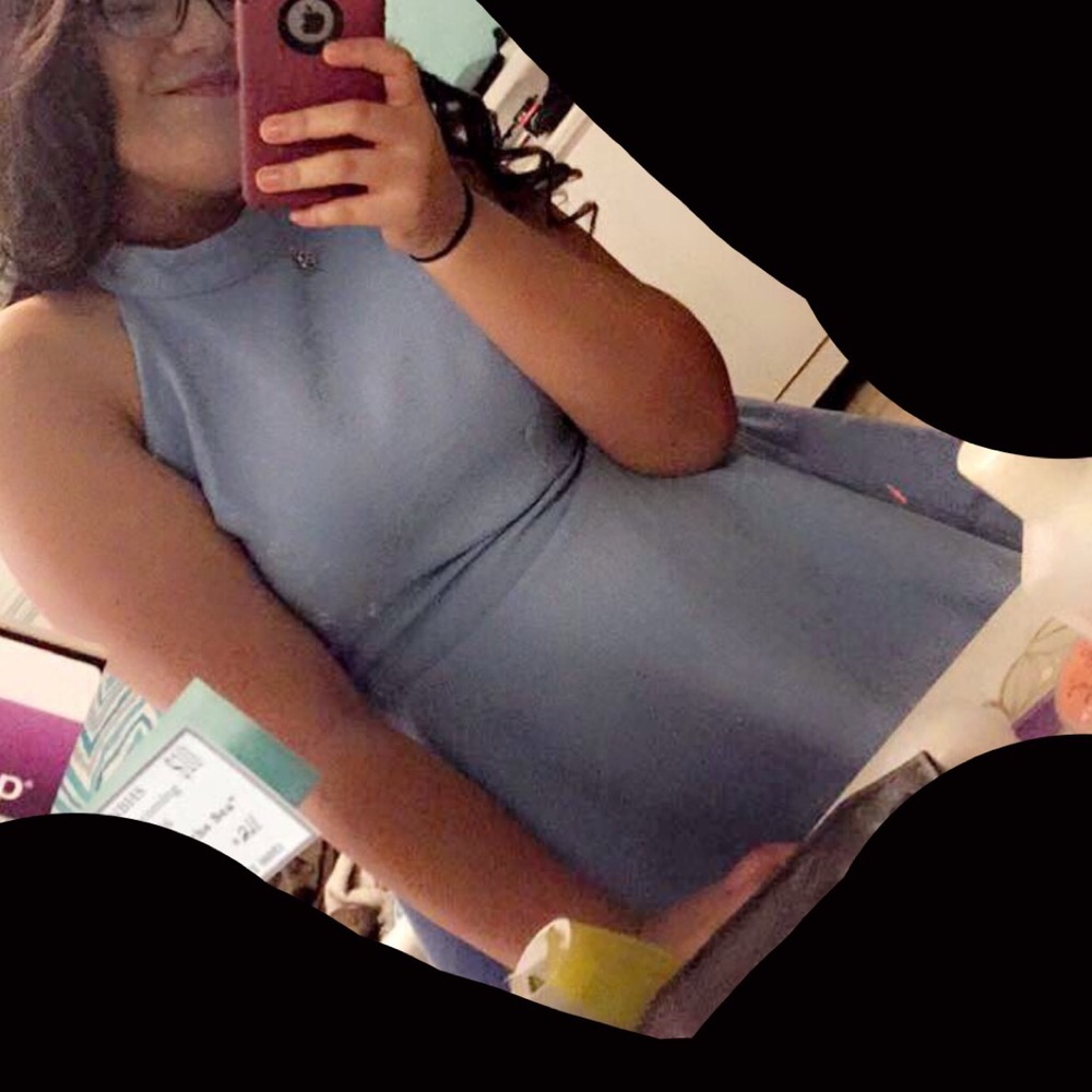 Blue backless dress